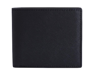 Handmade Saffiano Embossed Calfskin Leather Bifold Wallet Personalized Gift for Him and Her | RFID Blocking Mens and Women's Wallet