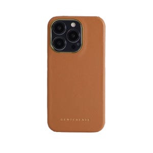 Saffiano Leather iPhone 15 Pro/Pro Max Case: Gold Accents, MagSafe