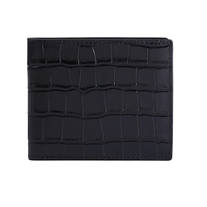 Cartera de piel de cocodrilo de lujo para hombre, hecha a mano, de piel de becerro, color negro, marrón, plegable, para hombre y mujer, con 8 ranuras para tarjetas