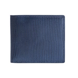 Marineblauwe luxe handgemaakte hagedis dubbelgevouwen portemonnee voor hem en haar, luxe kalfsleren portemonnee van Gentcreate, hagedis bordeauxrode portemonnee met reliëf