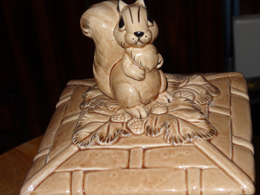 Vintage Japan Squirrel Decorative Nut Dish With Lid Etsy