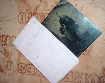 1880'S Tin Plate Photograph With Paper Holder