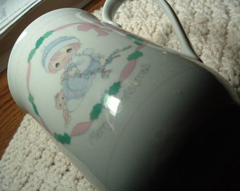 Precious Moments "Merry Christmas" Mug Cup 1991 Butcher Design