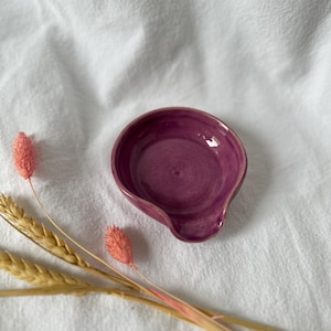 Ceramic Spoon Rest / Handmade Pottery Coffee Spoon Rest / Purple Ceramic Spoon Holder