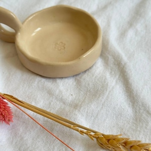 Beige Ceramic Candle Holder / Handmade Pottery Taper Candle Holder / Cottage Core Beige Ceramic Decor