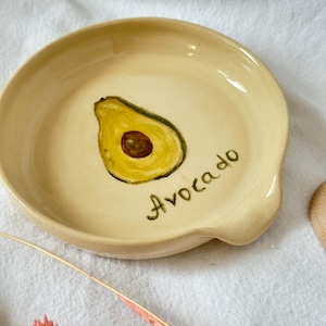 Ceramic Spoon Rest / Handmade Pottery Avocado Spoon Holder / Large Ceramic Spoon Rest for Kitchen