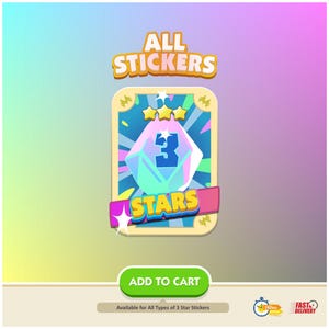 Alle 3 sterrenstickers | Monopoly_Go_3_Stars_Sticker | ONMIDDELLIJKE LEVERING