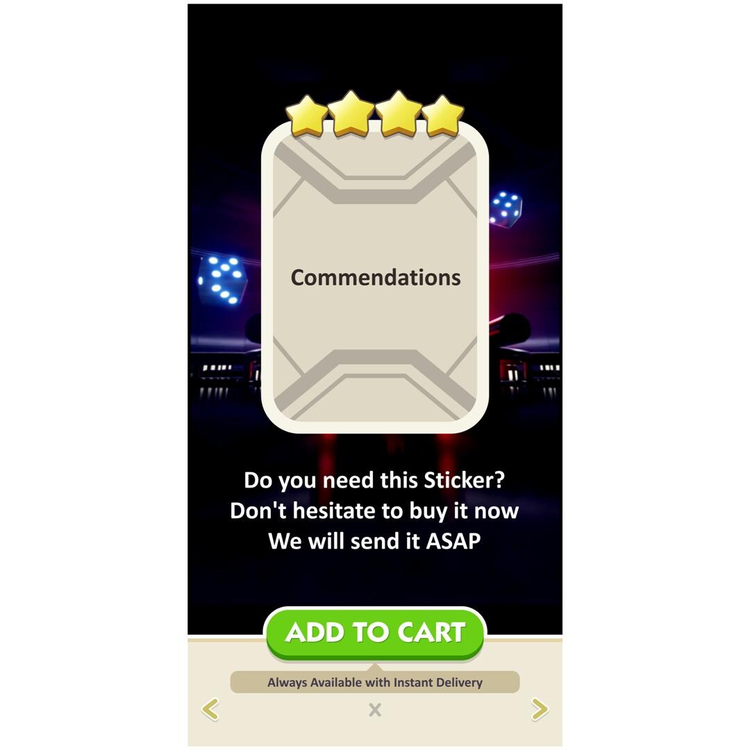 Commendation Sticker Commendations | Monopoly_go_4_stars_sticker | INSTANT DELIVERY - Etsy