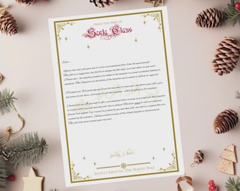 Editable Adobe Express Template, Printable Santa Stationery, Letterhead, Letter from Santa and Father Christmas, A4 Instant Download