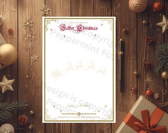 Letter from Father Christmas or Santa, Printable Stationery, Blank Note Paper, Template A4, Instant Download PDF