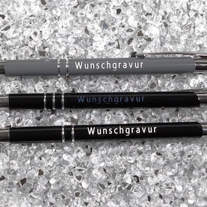 Ballpoint pen, personalized, custom engraving, black, gray, blue, pen, gift, individual