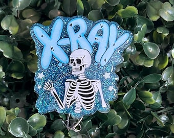 Bobine d'insigne squelette de ballon à rayons X| Dévidoirs pour badge Santé | Insigne d'Halloween