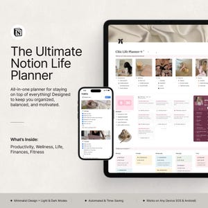 2025 Notion Life Planner Template Notion Ultimate Life Planner Girl Aesthetic Notion Template All In One Notion Dashboard Personal Planner