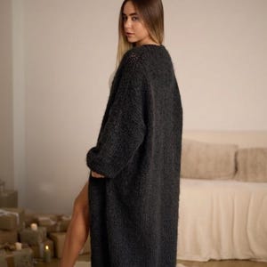 Handmade Alpaca Long Cardigan: Oversized Cozy Luxury Knitwear for Women image 14