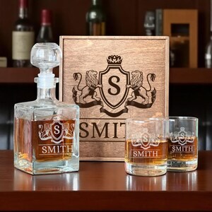 Whisky vader cadeau, monogram whisky, cadeau voor man, gegraveerde karaf, aangepaste whiskyset, verjaardagscadeau mannen, cadeau voor vriend