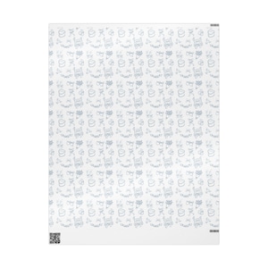 Something Blue For Bride Wedding Wrapping Paper | Engagement Gift, Bridal Shower, Bride to Be Gift, Engaged Gift, Hand drawn Illustration image 4
