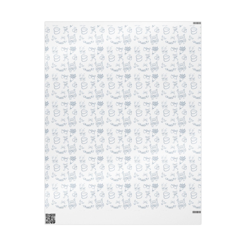 Something Blue For Bride Wedding Wrapping Paper | Engagement Gift, Bridal Shower, Bride to Be Gift, Engaged Gift, Hand drawn Illustration image 4