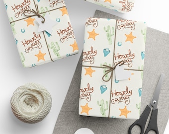 Cowboy Baby Shower Wrapping Paper - Premium Baby Shower Gift Wrap, Gift For Baby Boy, Unique Western Gift Wrap, Cowboy Wrapping Paper