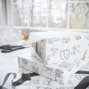 Something Blue For Bride Wedding Wrapping Paper | Engagement Gift, Bridal Shower, Bride to Be Gift, Engaged Gift, Hand drawn Illustration image 3