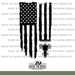 American Flag with Tractor Farming (Includes .png, .eps, .pdf, .svg, and .dxf files)