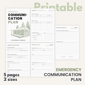 Printable Emergency Communication Plan | Survival Prepping Printables | In Case of Emergency Family Planner | Digital Download, PDF