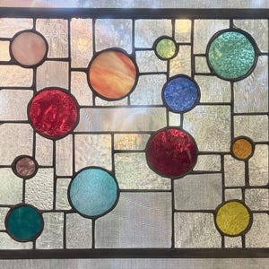 Medelnivå - Mönster för cirklar i målat glas - Digital PDF - CF och bly - Ca 12L x 14W