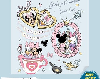 Disney Girls Just Wanna Have Fun DTF Transfers, Minnie Daisy Summer Ready to Press, Disney Besties Iron on Decal, Disney Girls Trip Heat