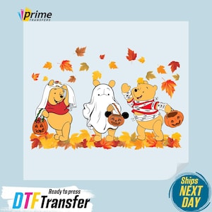 Retro Pooh Ghost Halloween Ready To Press, Heat Press DTF, Cold Peel Dtf, Disney Halloween DTF Transfer, Winnie the Pooh Ghost DTF Print