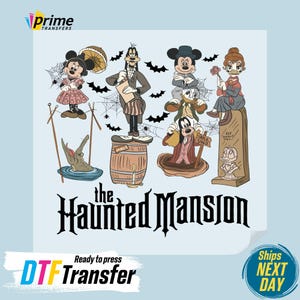 Haunted Mansion Retro Disney Halloween DTF Print, Mouse and Friends