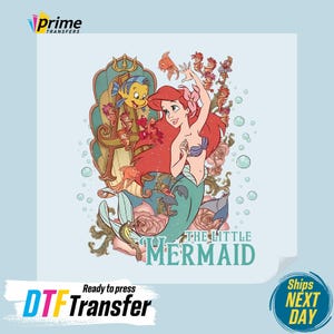 Disney The Little Mermaid DTF Transfers, Disney Heat Press Transfer, Mermaid Ready to Press, Direct to Film, Disneyland High Quality Print