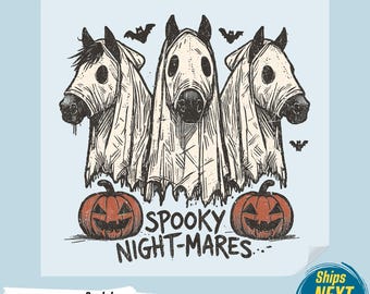 Spooky Halloween Horse DTF Transfer: Ready to Press Iron-On Decal