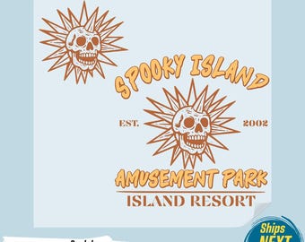 Retro Halloween DTF Transfer: Spooky Island Disco Skull Gang