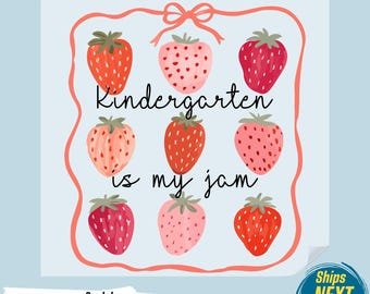 Kindergarten Strawberry Jam DTF Transfer, Teacher Gift