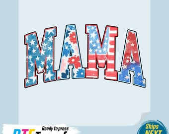 Patriotic Mama DTF Transfer: USA Flag Bow, 4th of July