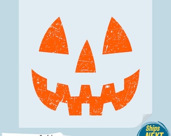 Halloween Pumpkin Face DTF Transfer Ready to Press, Distressed Jack O Lantern Heat Transfer, Fall Shirt Transfer, Spooky Season DTF
