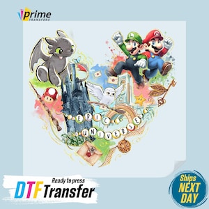 Mario Bros DTF Transfer : design rétro pastel, univers épique prêt à être utilisé