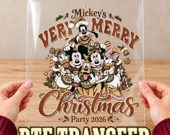 Disney Mickeys Very Merry Christmas Party 2026 DTF Transfer, Ready to Press Print, Mickey Minnie Goofy Xmas Shirt Transfer, Iron On