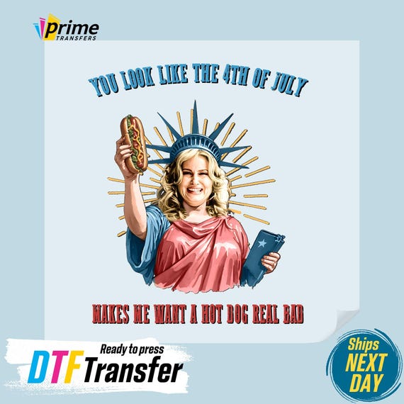4th of July Hotdog DTF Heat Transfer - Statue of Liberty Ready to Press