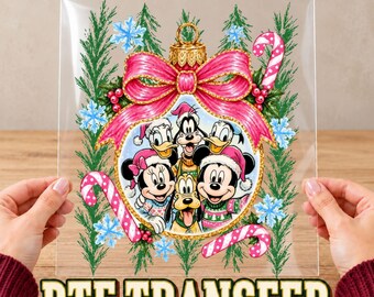 Disney Mickey Minnie Mouse Christmas Ornament DTF Transfer, Ready to Press Print, Donald Goofy Xmas Shirt Transfer, Holiday Iron On
