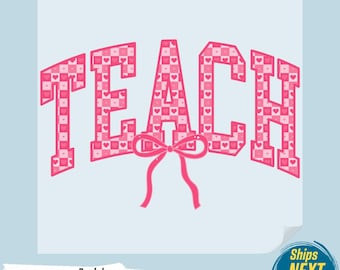 Floral Toile TEACH Coquette Bow, Pink Watercolor DTF Transfer