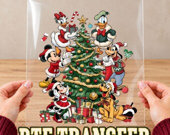Disney Christmas DTF Transfer, Mickey Minnie Mouse, Donald Daisy Duck, Goofy Pluto Tree Design, Vintage Holiday, Ready to Press