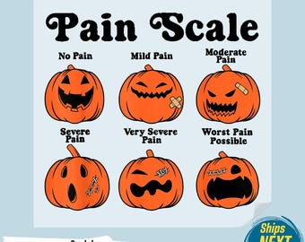 Halloween Nurse DTF Transfer: Pain Scale Pumpkin Design