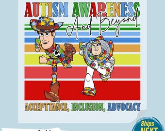 Toy Story Autism Awareness DTF Transfer, Ready to Press