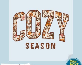 Cozy Season DTF Transfer: Retro Fall Graphic, Ready to Press