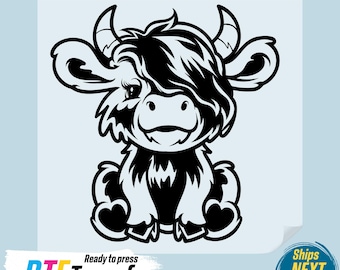 Highland Cow Baby DTF Transfer: Ready to Press Iron-On Decal