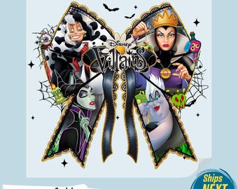 Disney Villains Coquette DTF Transfer, Ready to Press Halloween Print