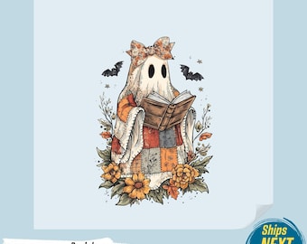 Spooky Ghost Book DTF Transfer: Fall Halloween Shirt Heat Press