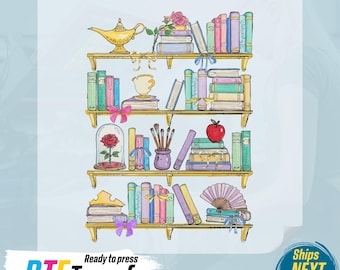 Princess Book DTF Transfer: Belle's Library Heat Press Print