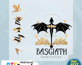 Basgiath War College Dragon DTF Transfer - Design de chemise pour amoureux des livres