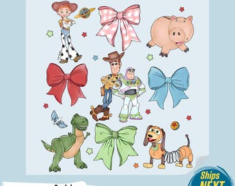 Toy Story Coquette Bows DTF Transfer: Ready to Press Gang Sheet (DTF Print)